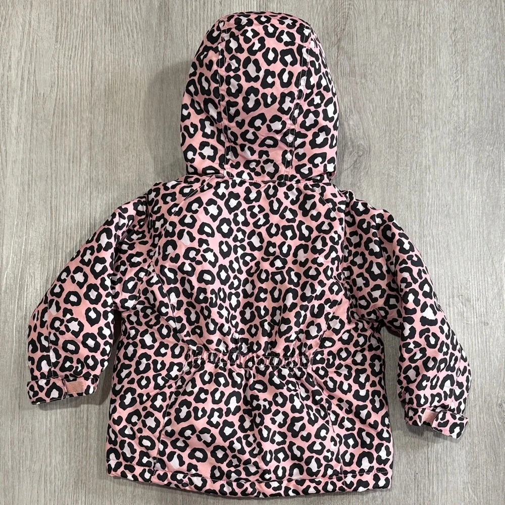The Children's Place Pink Leopard Puffer hooded Jacket